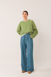 CABLE-KNIT CROP SWEATER