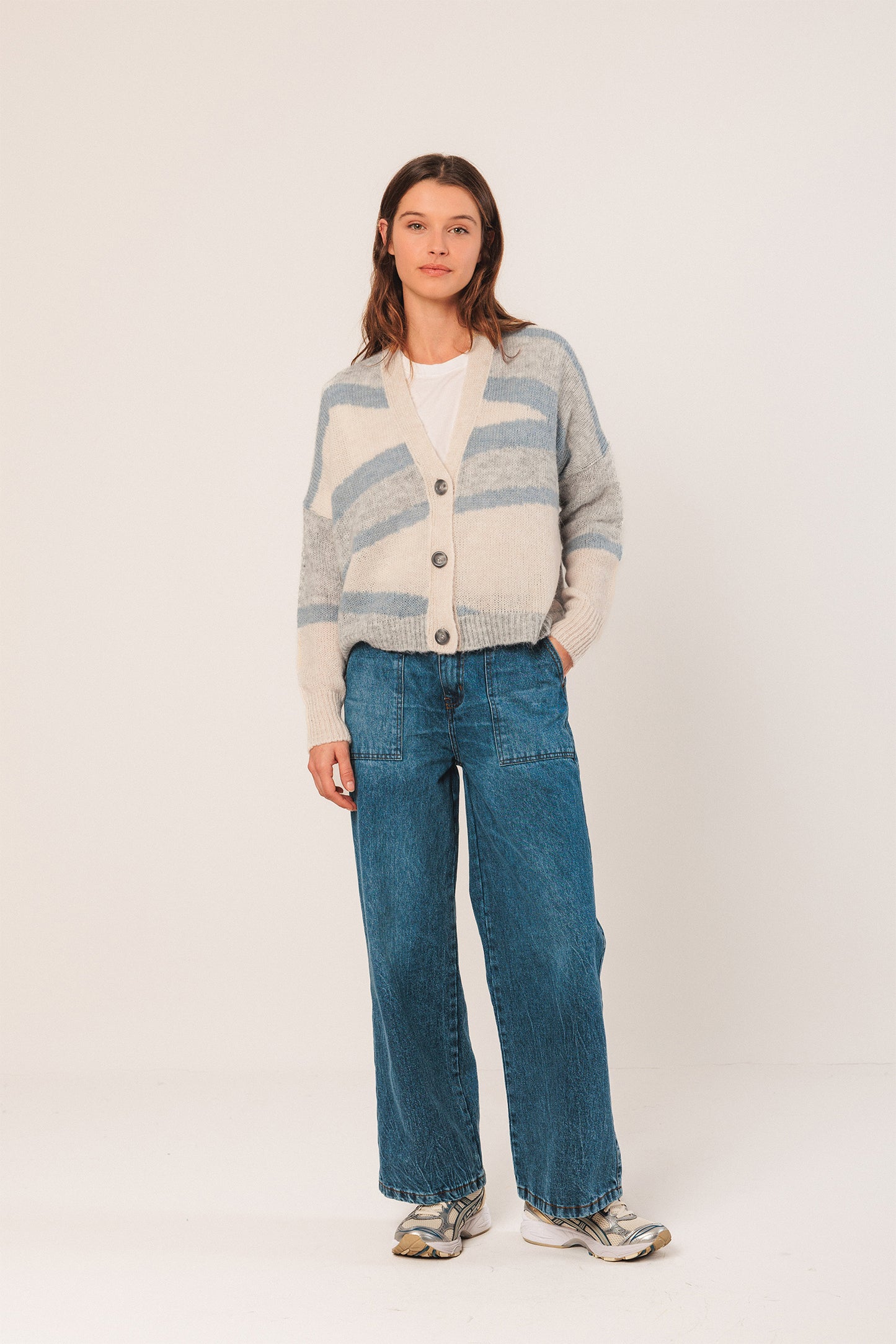 VESTE EN ALPAGA INTARSIA