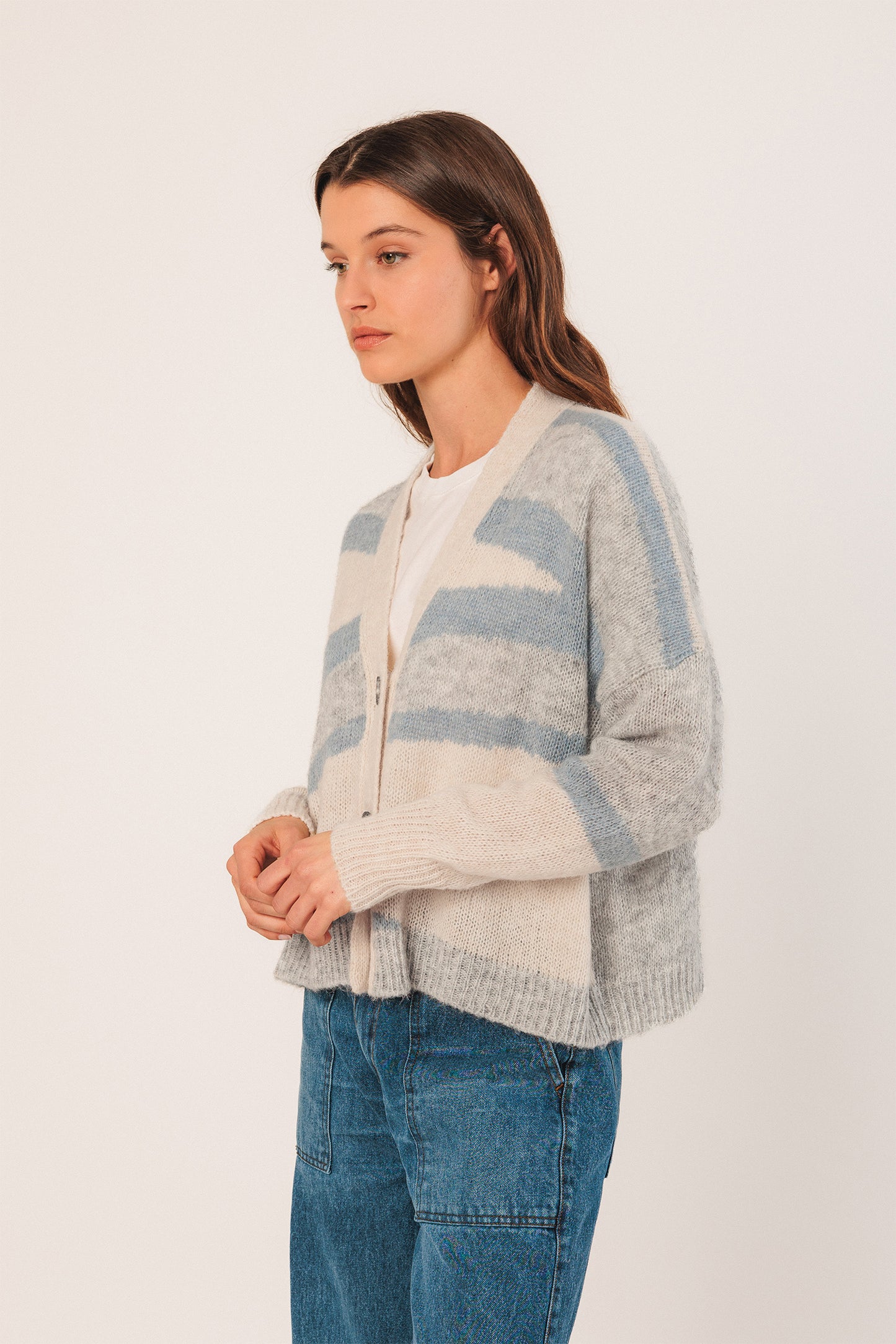 VESTE EN ALPAGA INTARSIA