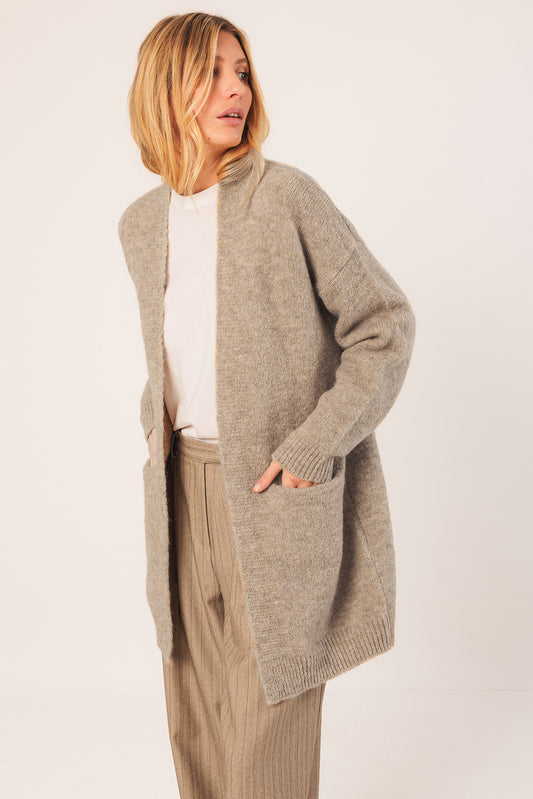 CHAQUETA LARGA CON MOHAIR