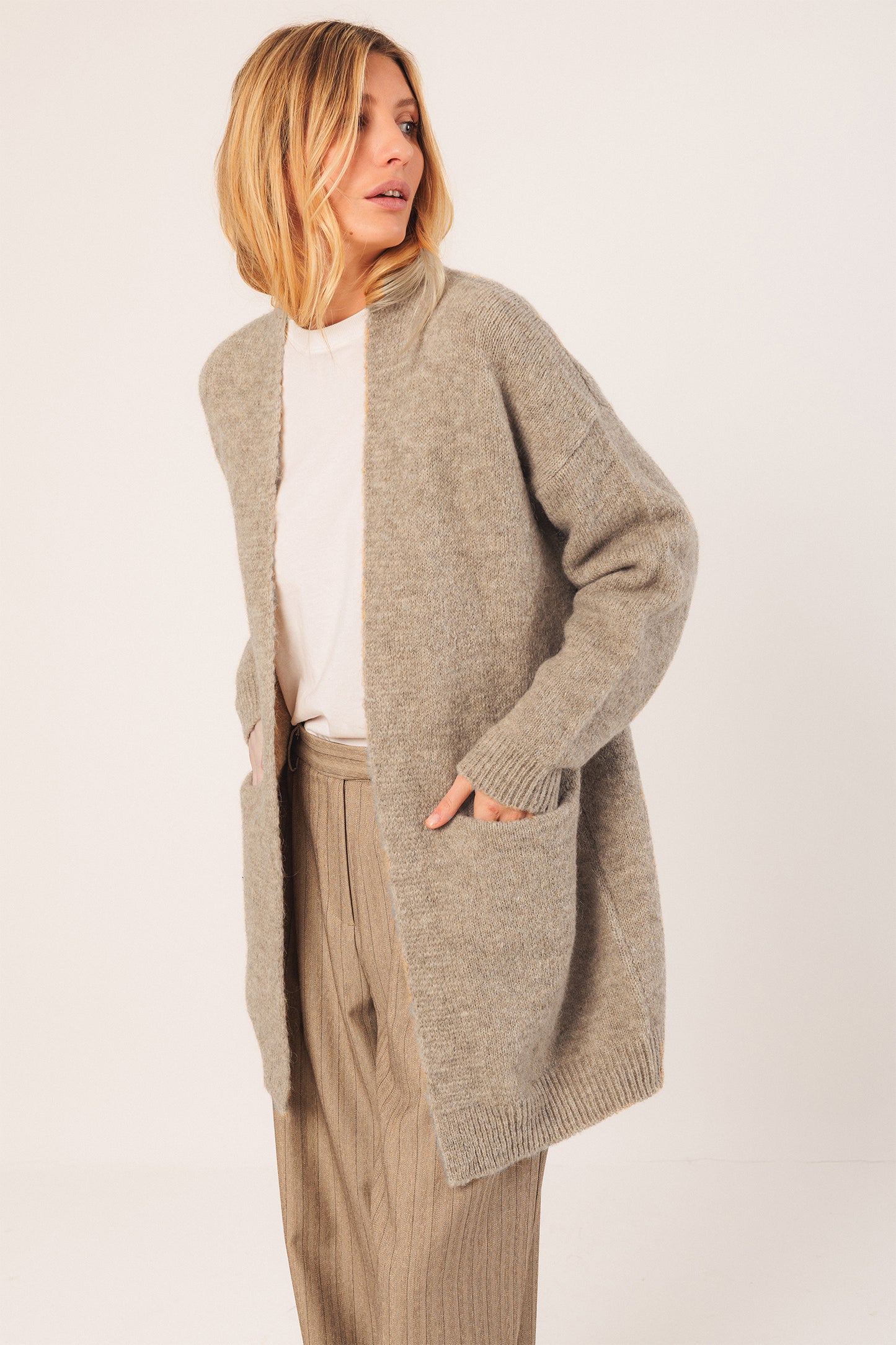 CHAQUETA LARGA CON MOHAIR