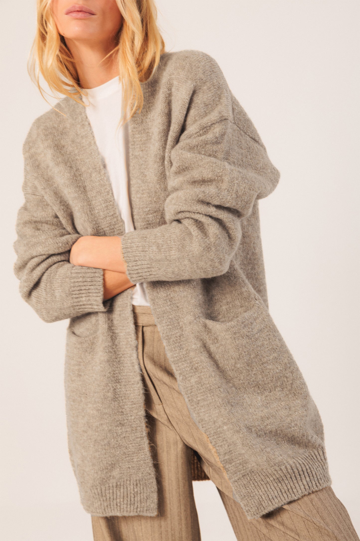 CHAQUETA LARGA CON MOHAIR