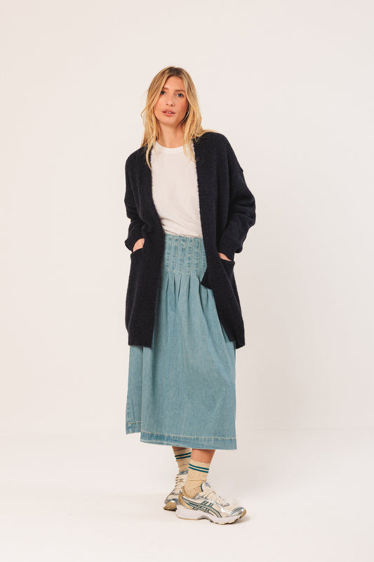 VESTE LONGUE EN MOHAIR