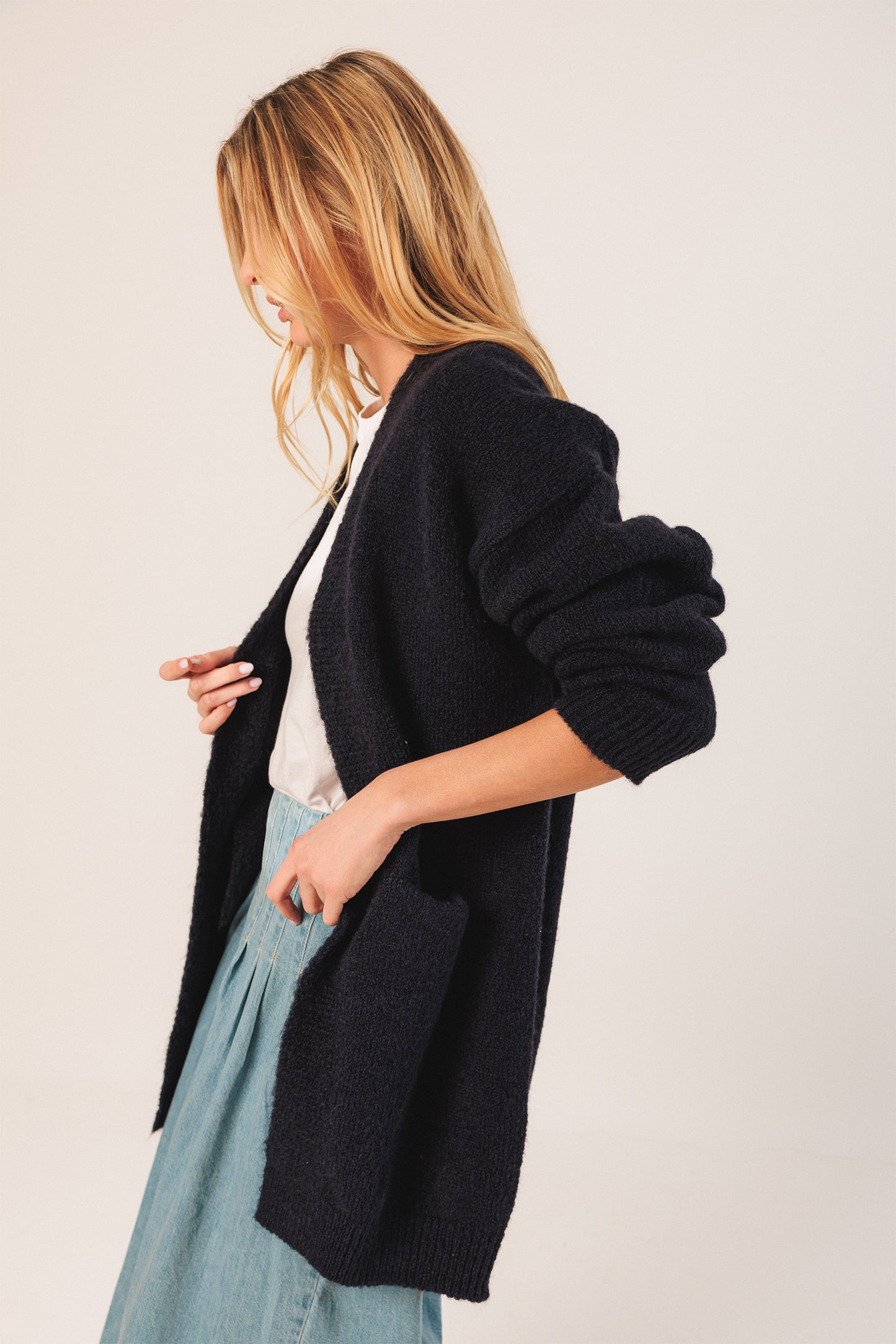CHAQUETA LARGA CON MOHAIR