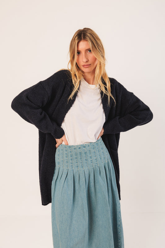 CHAQUETA LARGA CON MOHAIR