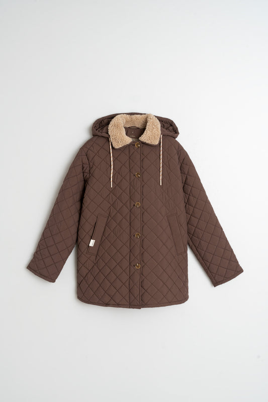 QUILTED HOODED COAT 5