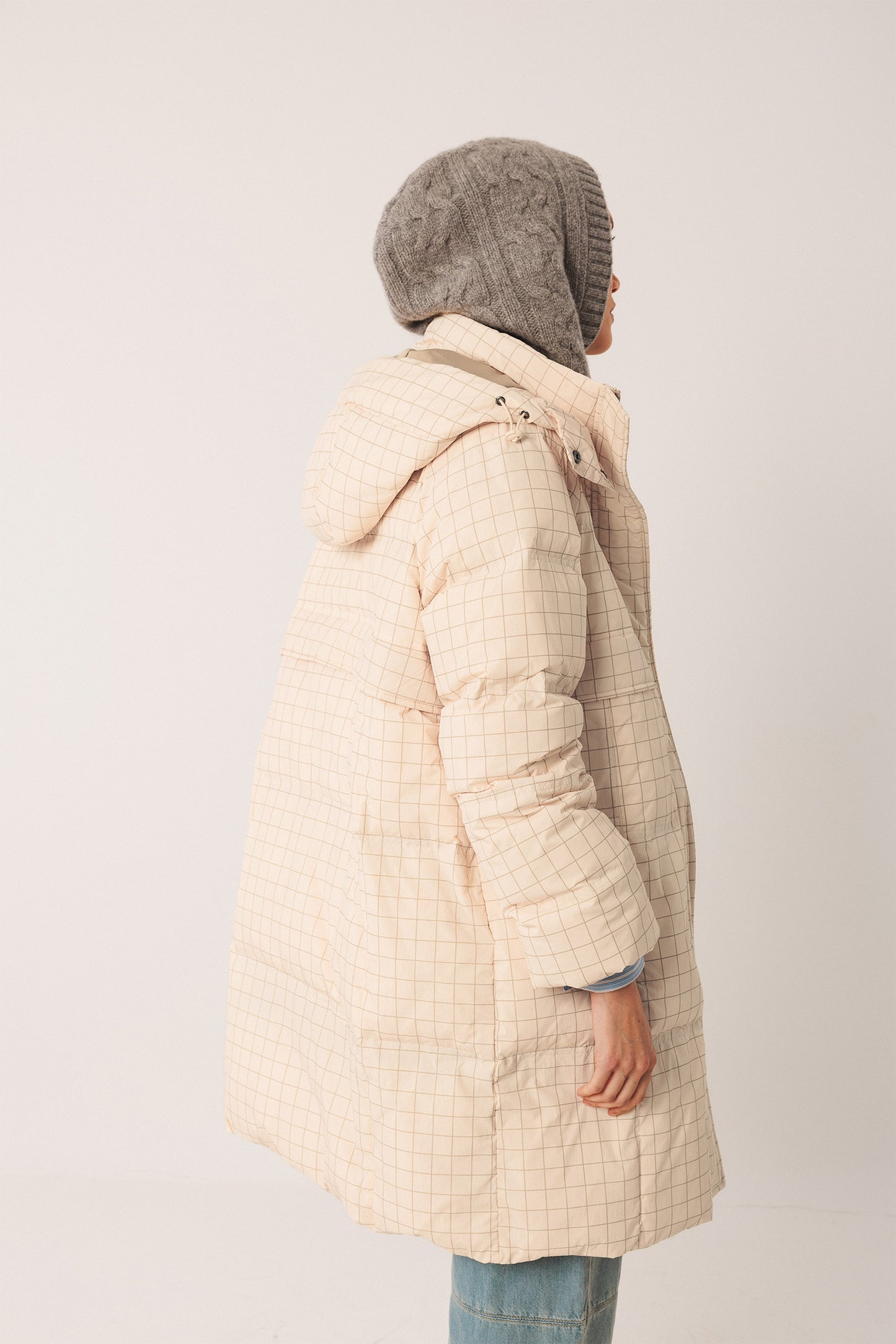 MANTEAU 3/4 À CARREAUX