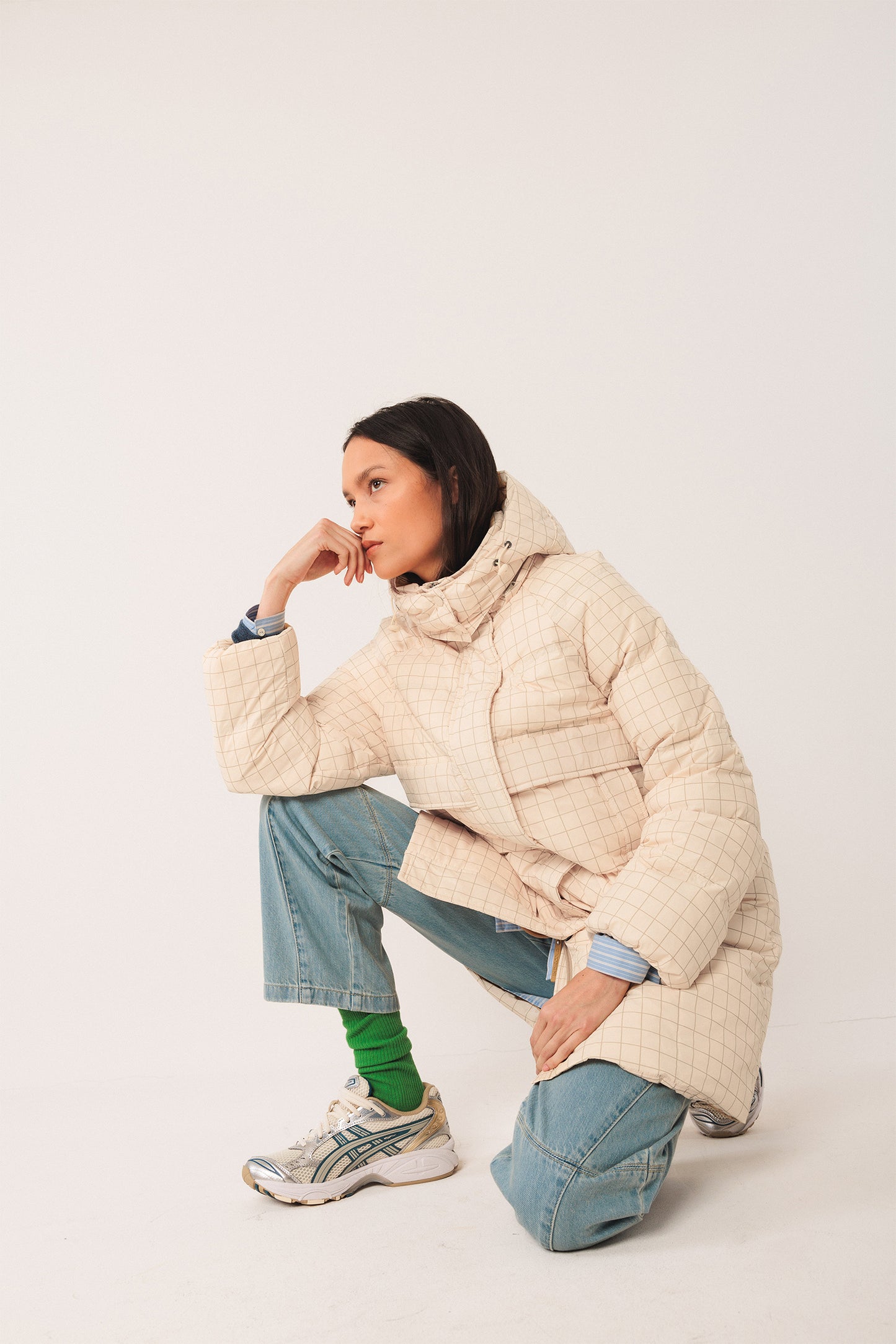 MANTEAU 3/4 À CARREAUX