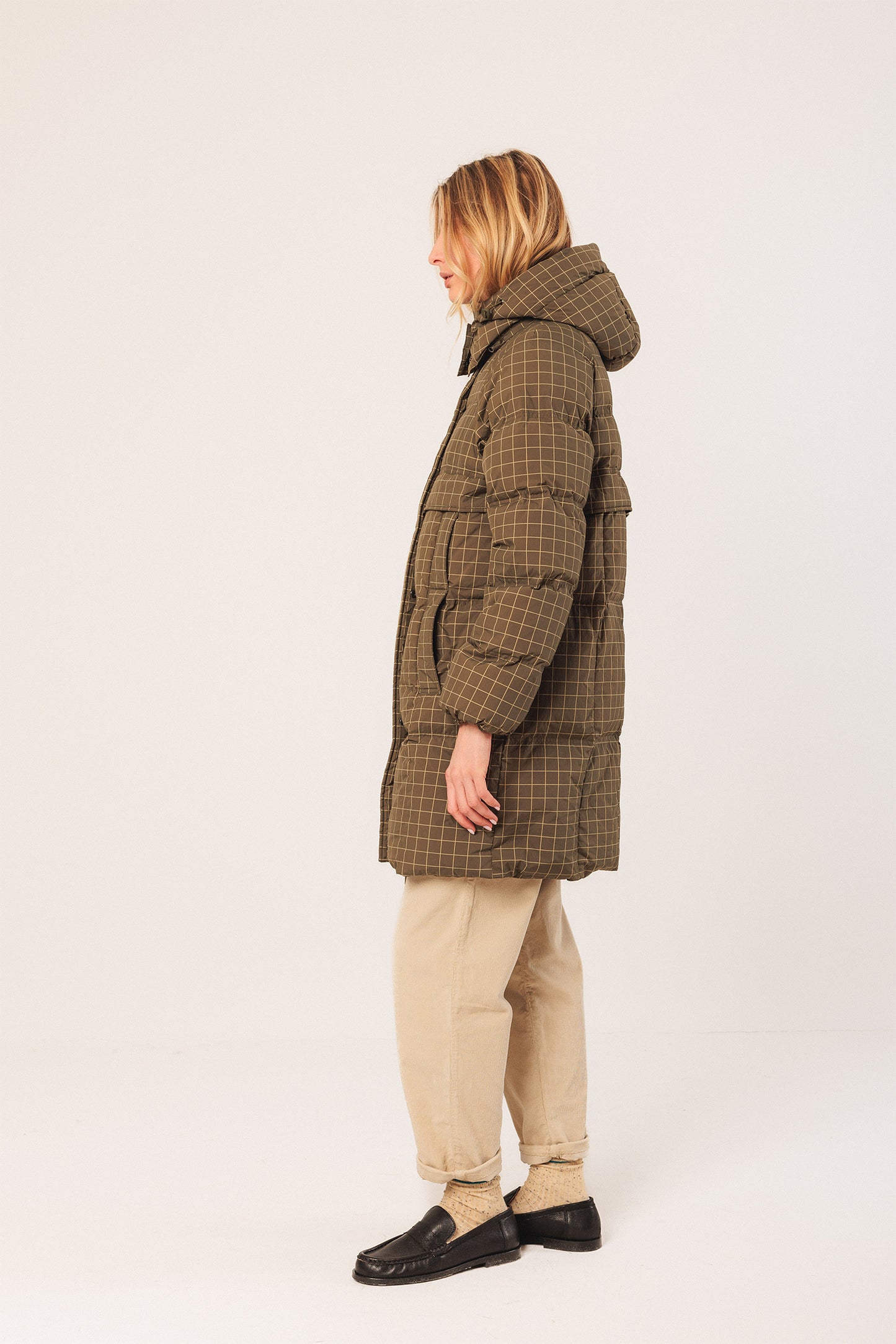 MANTEAU 3/4 À CARREAUX