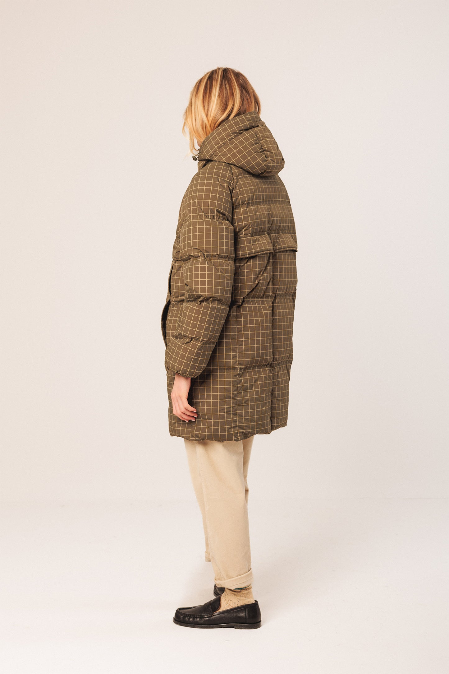 MANTEAU 3/4 À CARREAUX