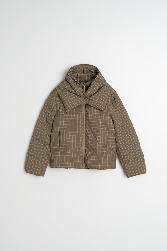 SHORT CHECKERED DOWN COAT 5