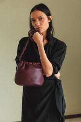 GATHERED LEATHER TOTE BAG