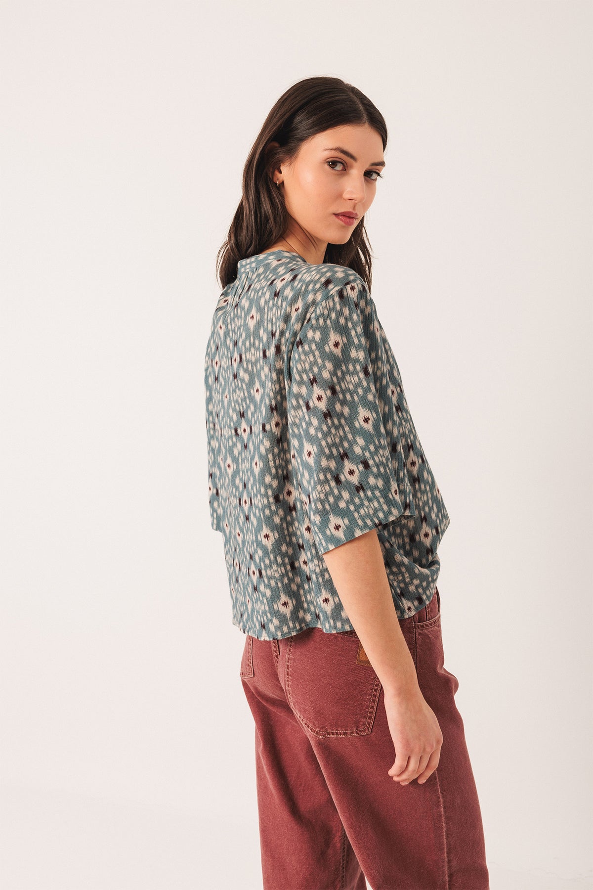 SMOCK-DETAIL BLOUSE