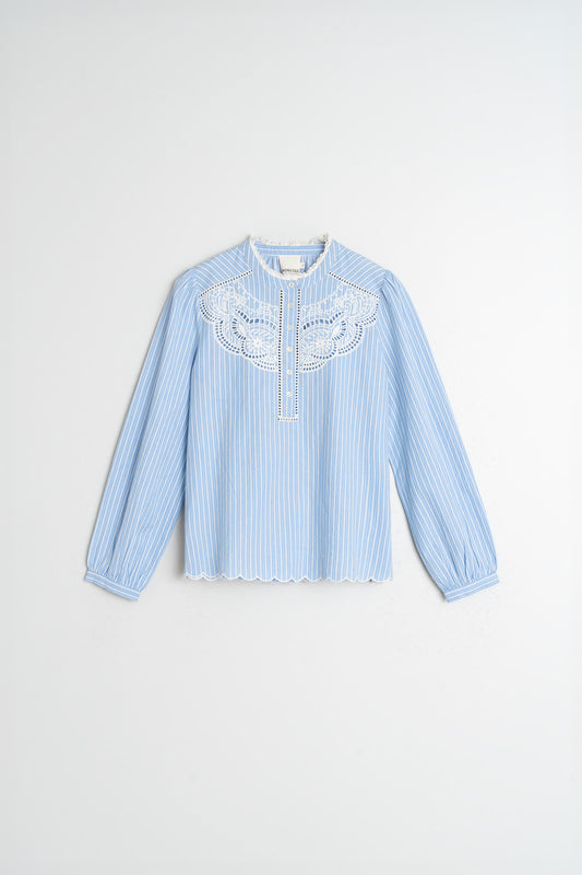 EMBROIDERED POPLIN BLOUSE