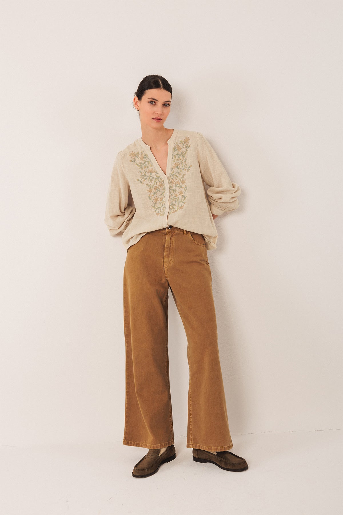 CAMISA COMBINADA BORDADOS