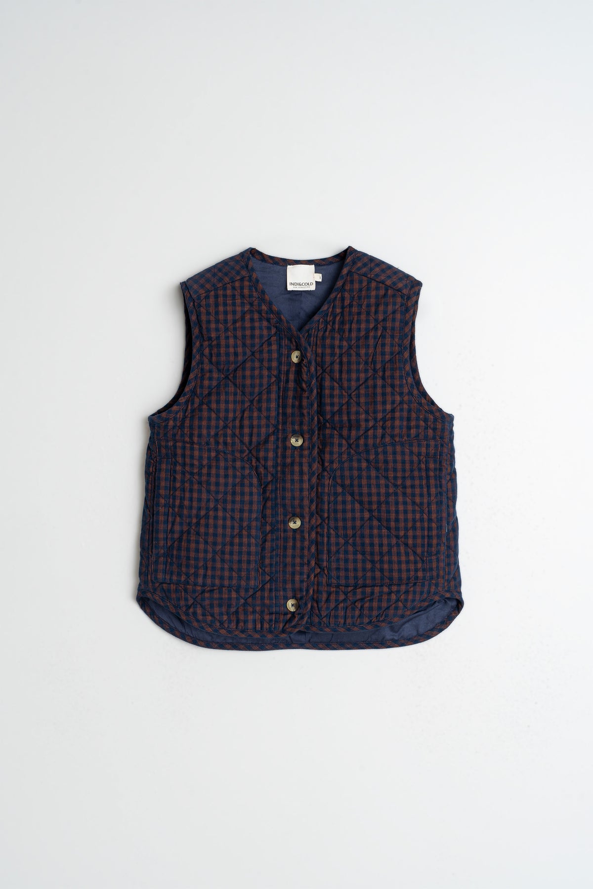 GILET MATELASSÉ EN MICRO VELOURS CÔTELÉ VICHY