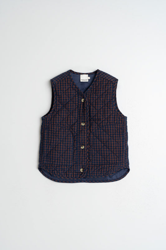 GILET MATELASSÉ EN MICRO VELOURS CÔTELÉ VICHY 1