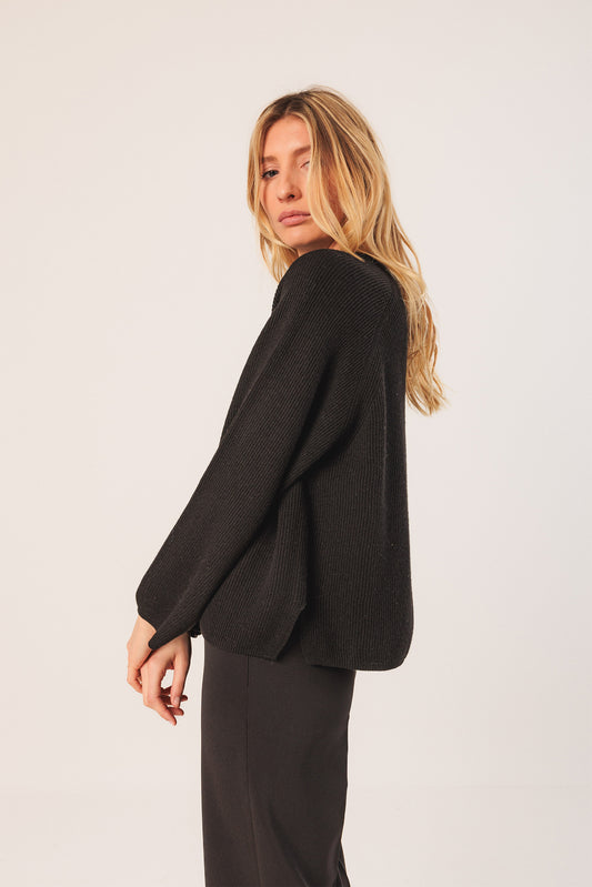 [CL] RIBBED SWEATER WITH PERKINS COLLAR