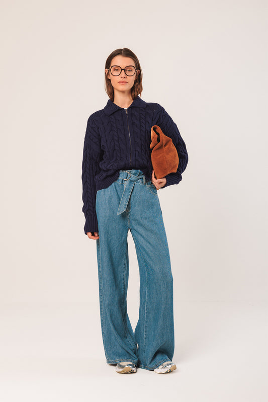 [CL] COTTON CABLE-KNIT JACKET