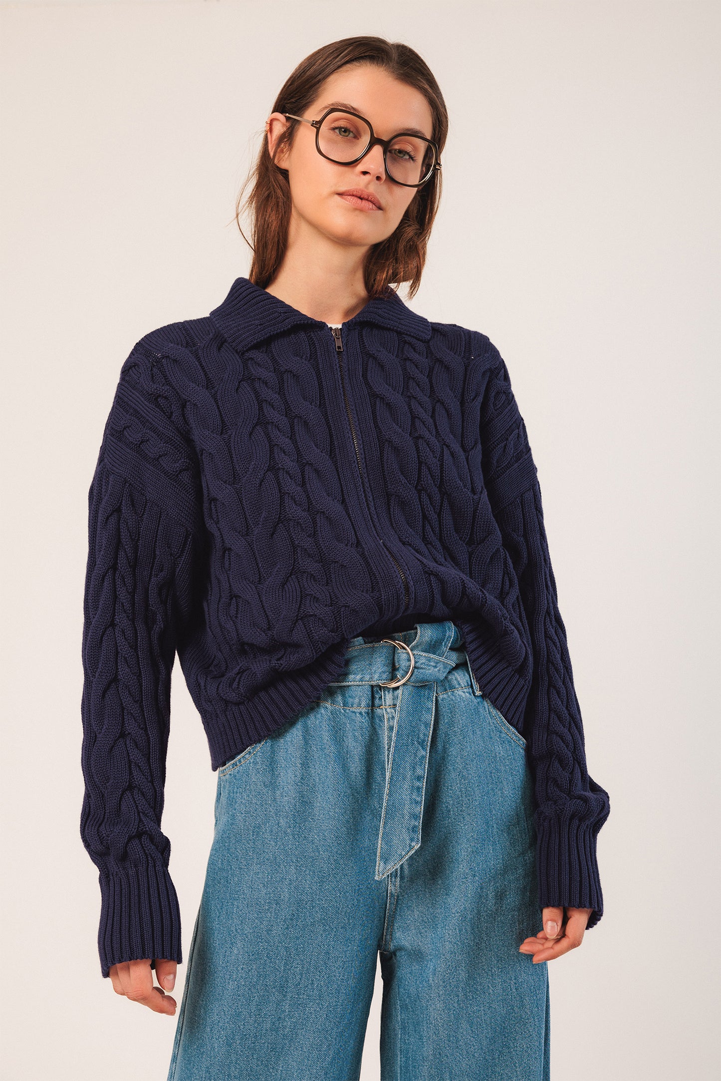 [CL] COTTON CABLE-KNIT JACKET