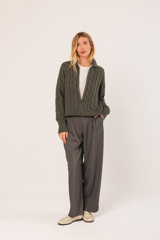 [CL] COTTON CABLE-KNIT JACKET