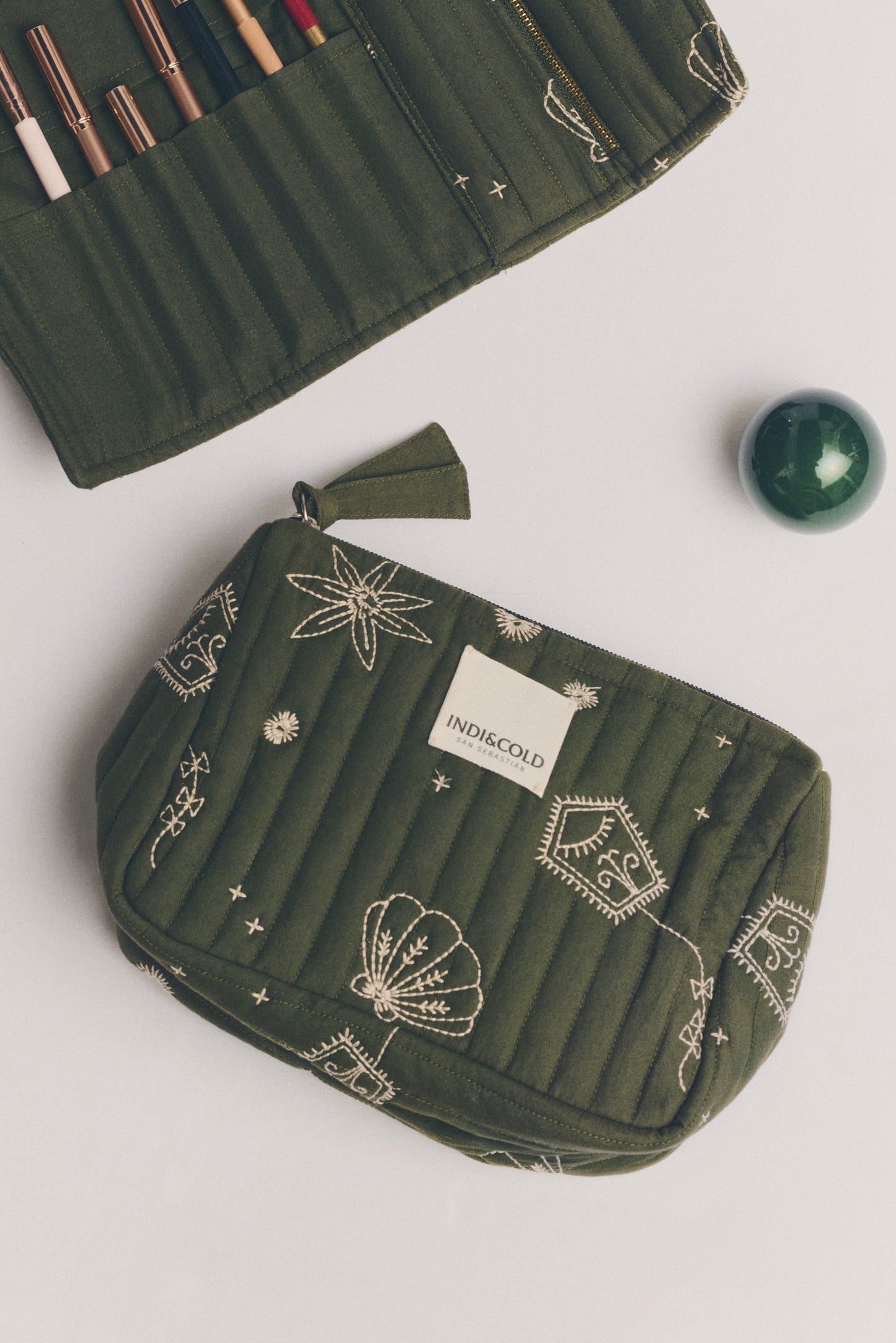 EMBROIDERED QUILTED POUCH