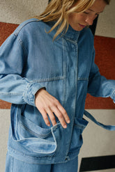 DENIM BELTED JACKET