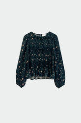 FLORAL PRINT SMOCK BLOUSE