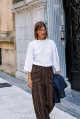 STRIPED CARROT PANTS
