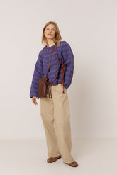 CONTRAST-EMBROIDERY QUILTED JACKET
