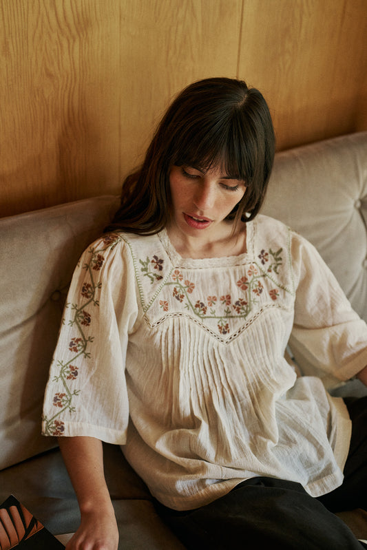 EMBROIDERED-YOKE BLOUSE 2