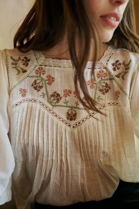 EMBROIDERED-YOKE BLOUSE 3