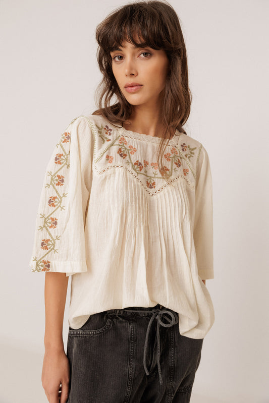 EMBROIDERED-YOKE BLOUSE 5