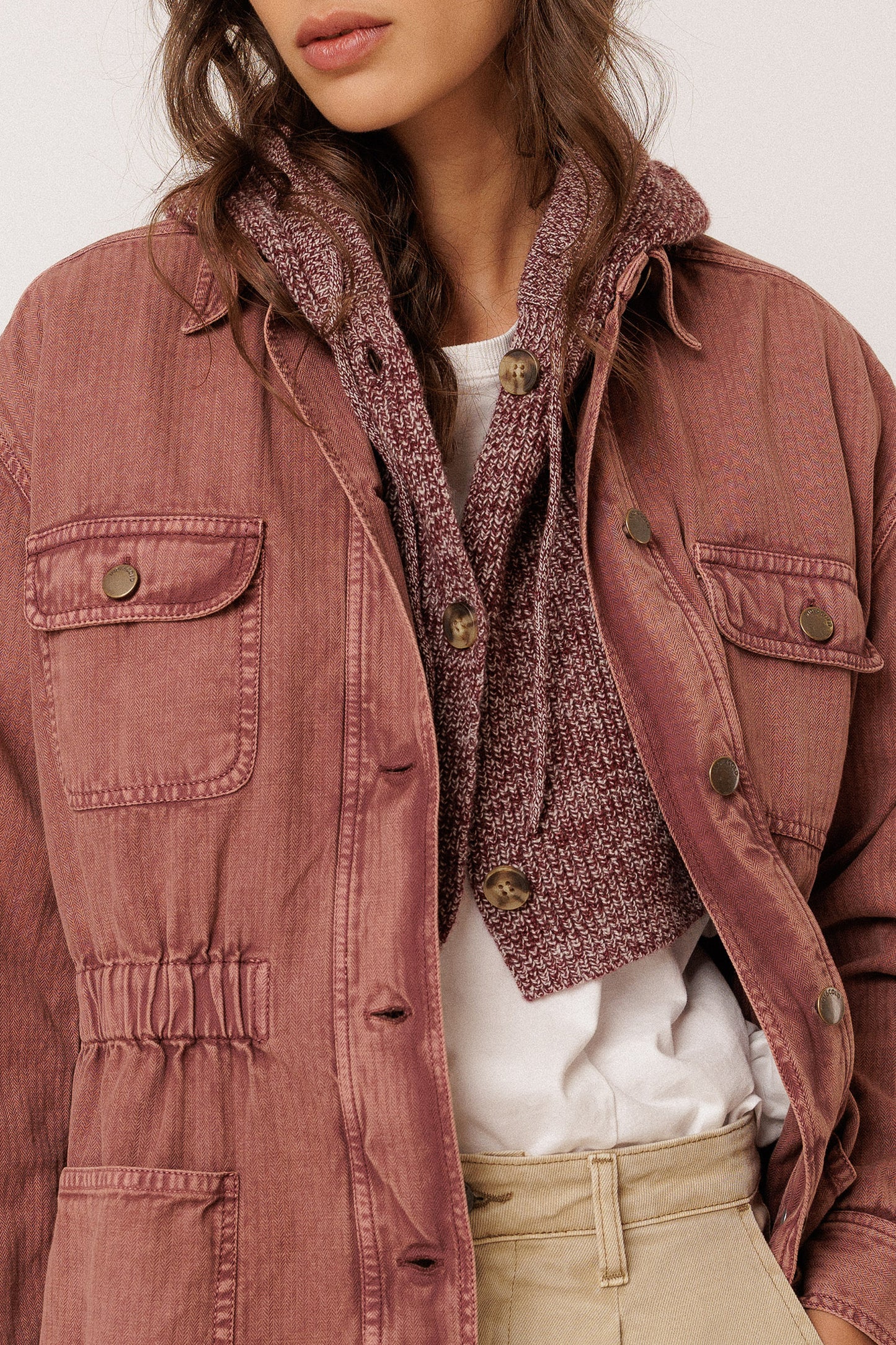 VINTAGE-WASHED HERRINGBONE JACKET