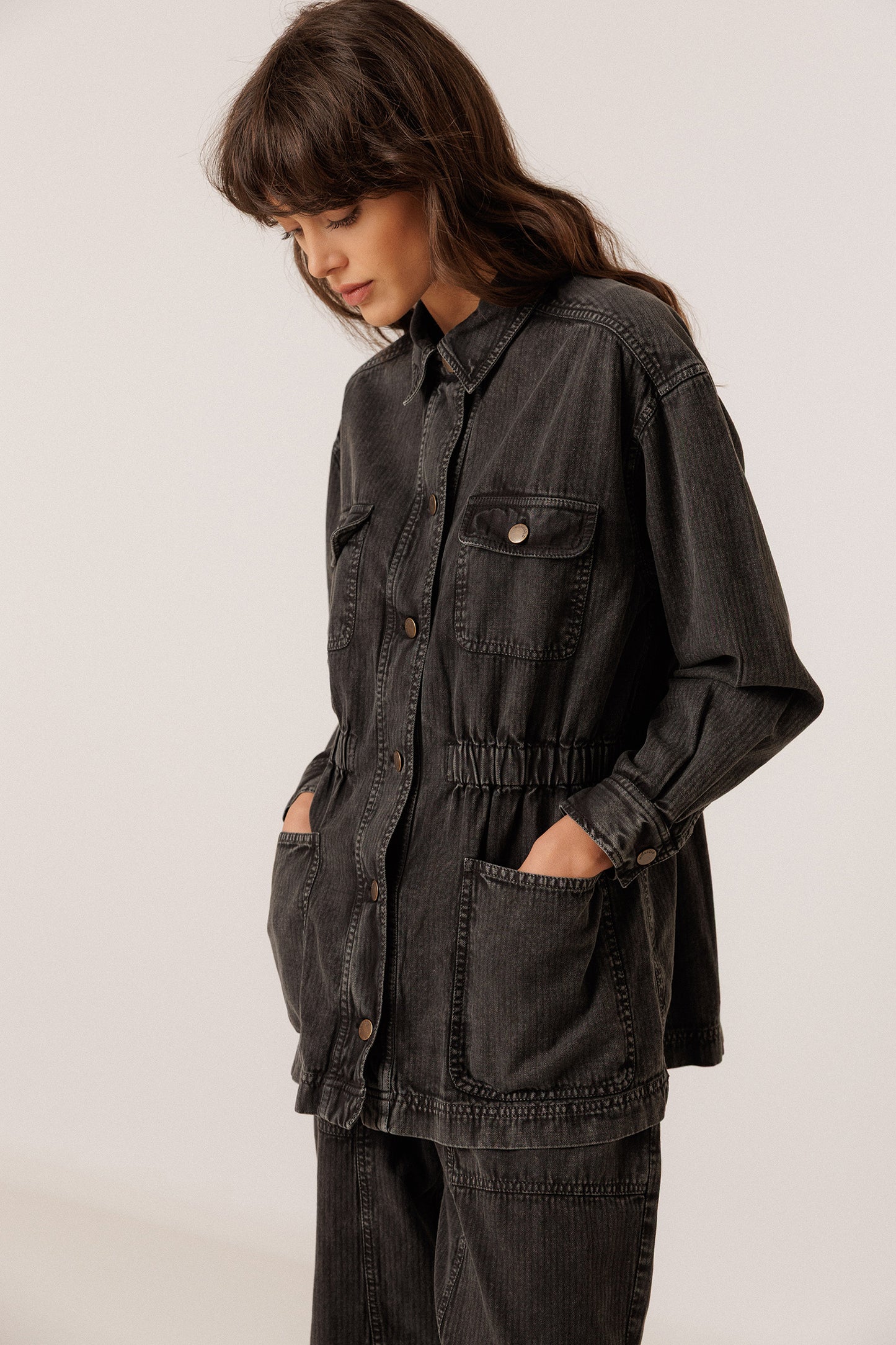VINTAGE-WASHED HERRINGBONE JACKET