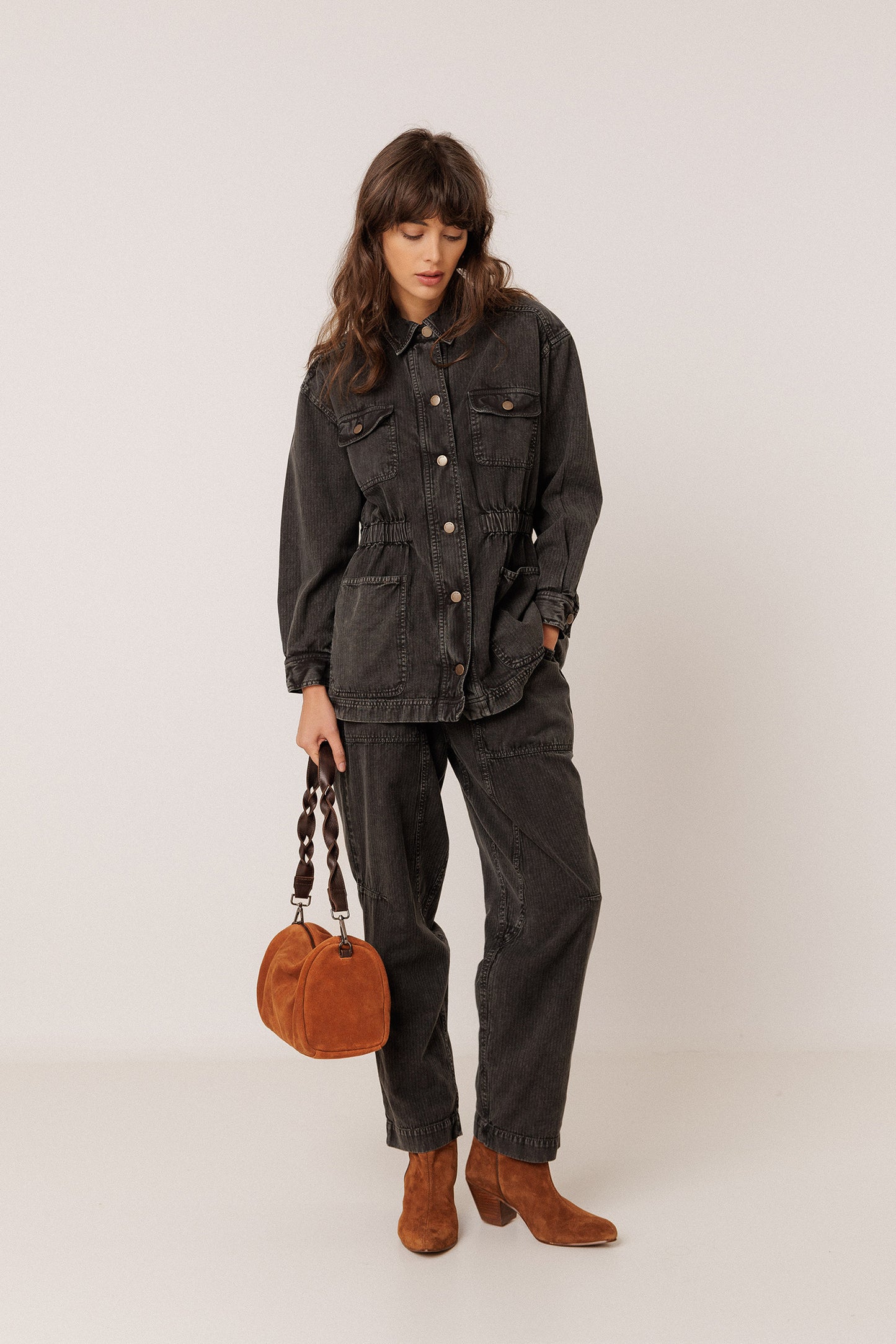 VINTAGE-WASHED HERRINGBONE JACKET