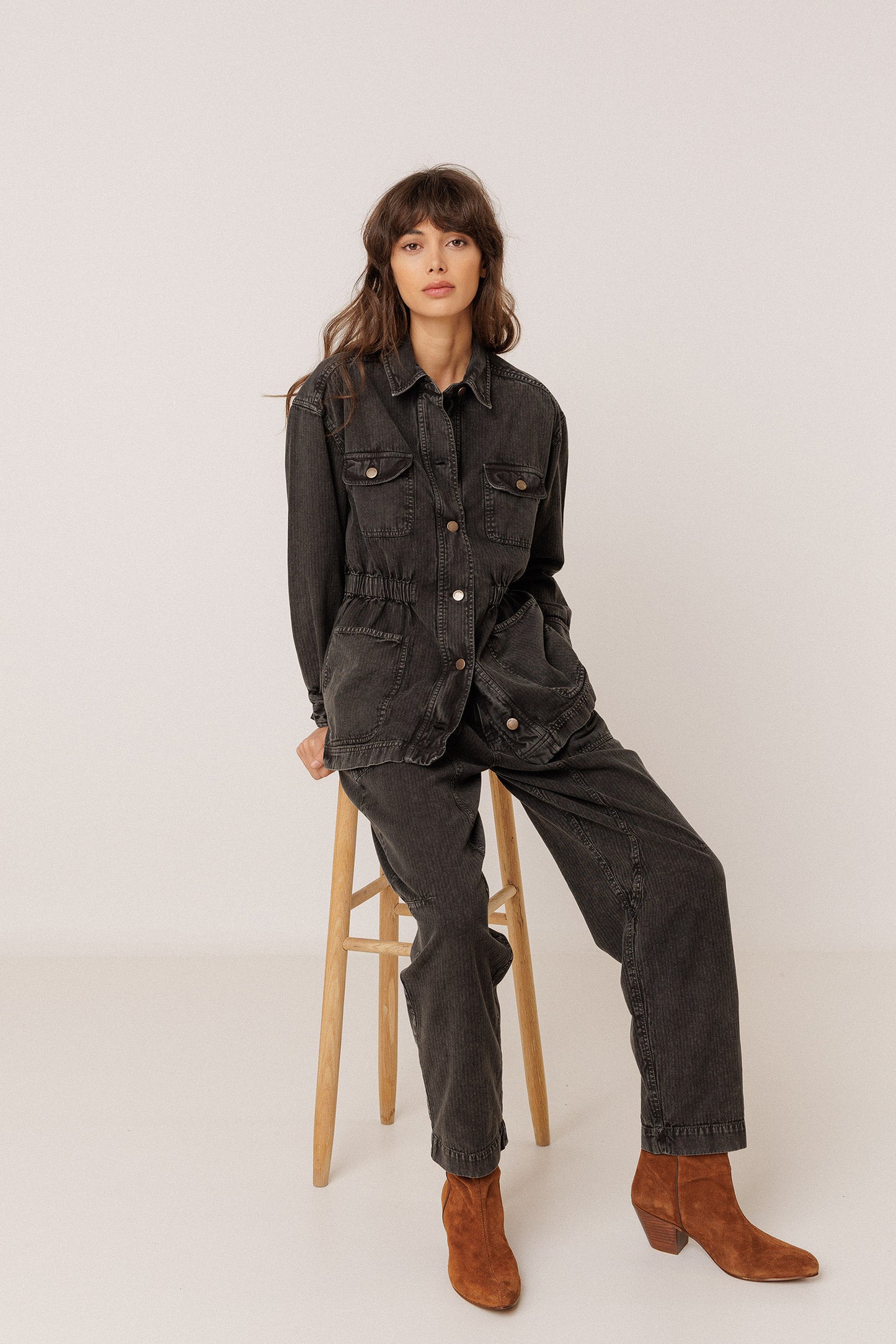 VINTAGE-WASHED HERRINGBONE JACKET