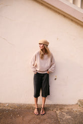 VINTAGE-WASHED HERRINGBONE BERMUDA