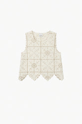 PERFORATED-EMBROIDERY TOP