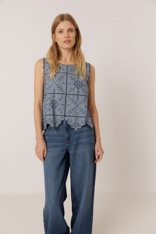PERFORATED-EMBROIDERY TOP 1