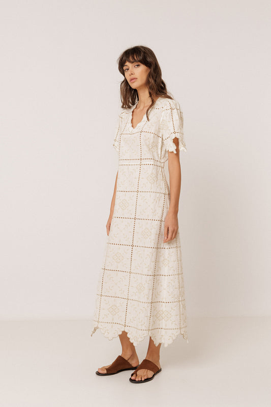PERFORATED-EMBROIDERY MIDI DRESS 3