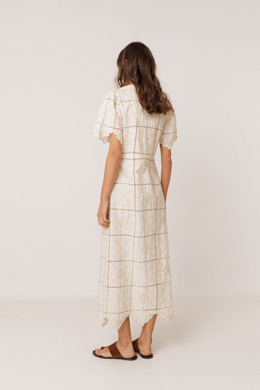 PERFORATED-EMBROIDERY MIDI DRESS 4