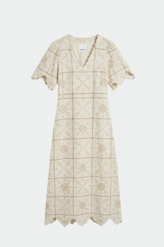 PERFORATED-EMBROIDERY MIDI DRESS 5
