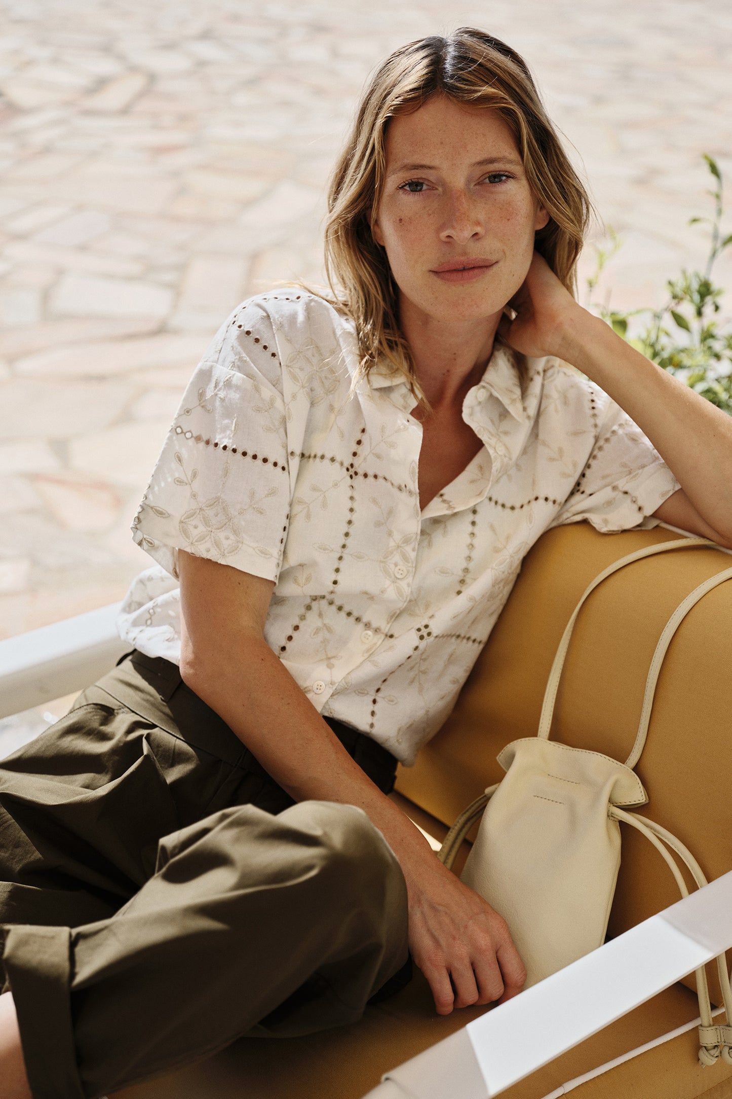 EMBROIDERED SHIRT + TERRYCLOTH SKIRT
