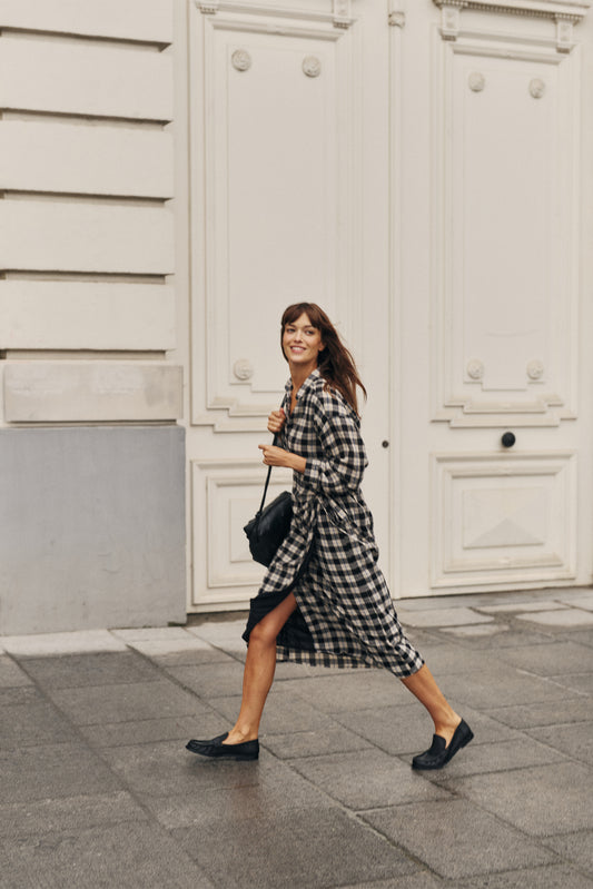 CHECK COTTON GAUZE DRESS 1