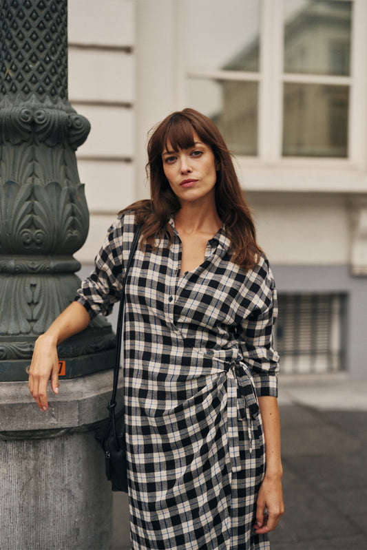 CHECK COTTON GAUZE DRESS 2