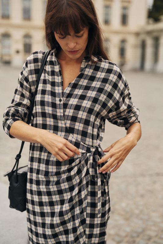 CHECK COTTON GAUZE DRESS 6
