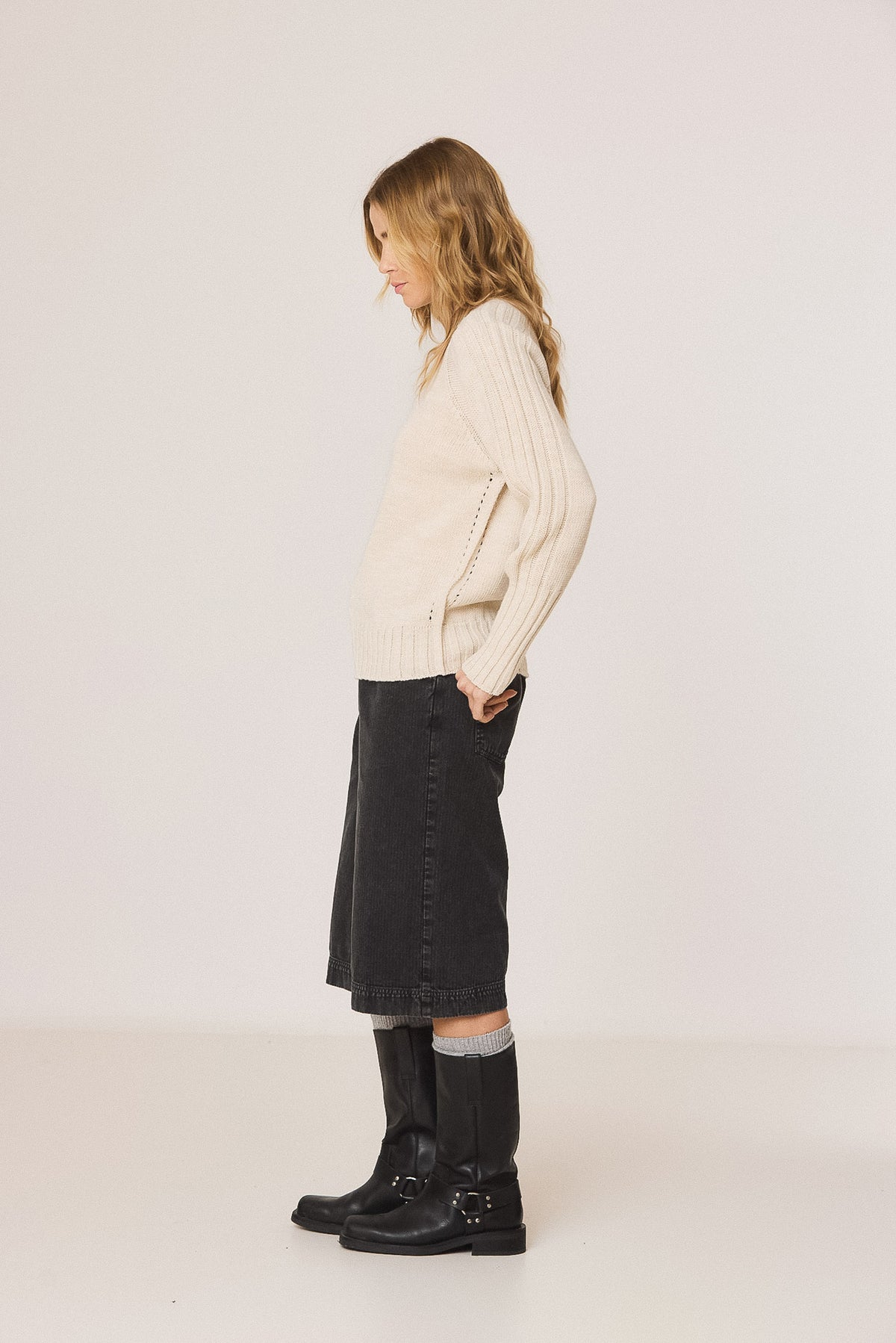 BASIC INVERTED-TEXTURE SWEATER