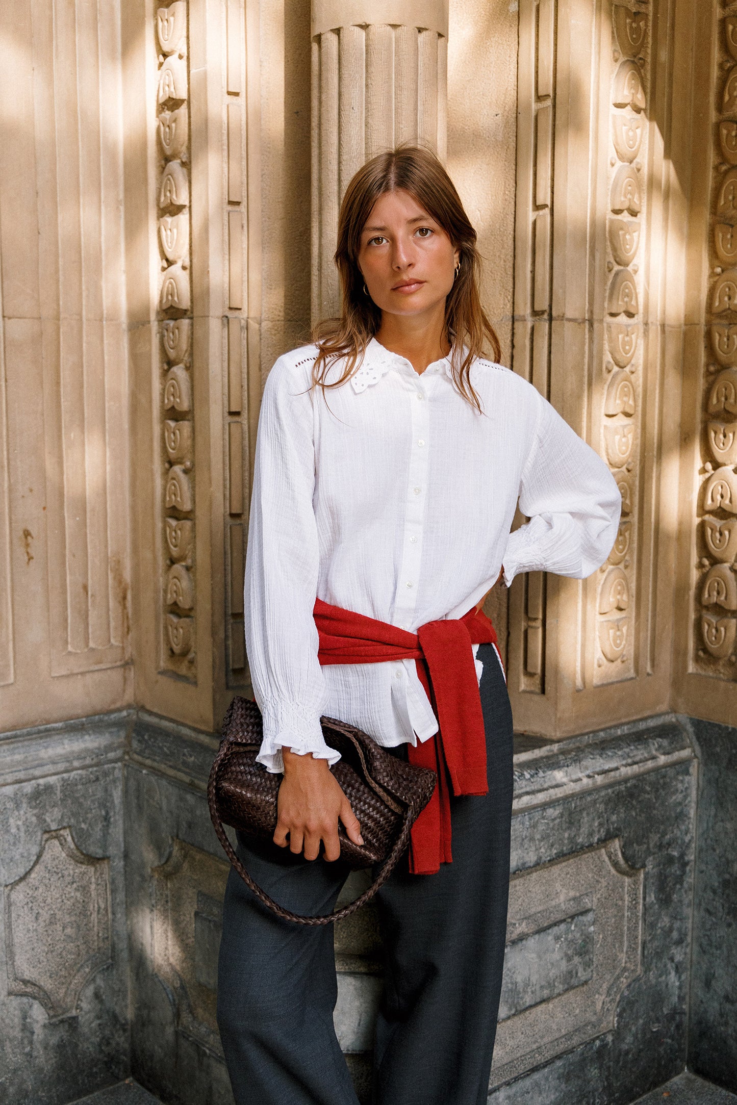 ROMANTIC SHIRT + STRAIGHT-LEG TROUSERS