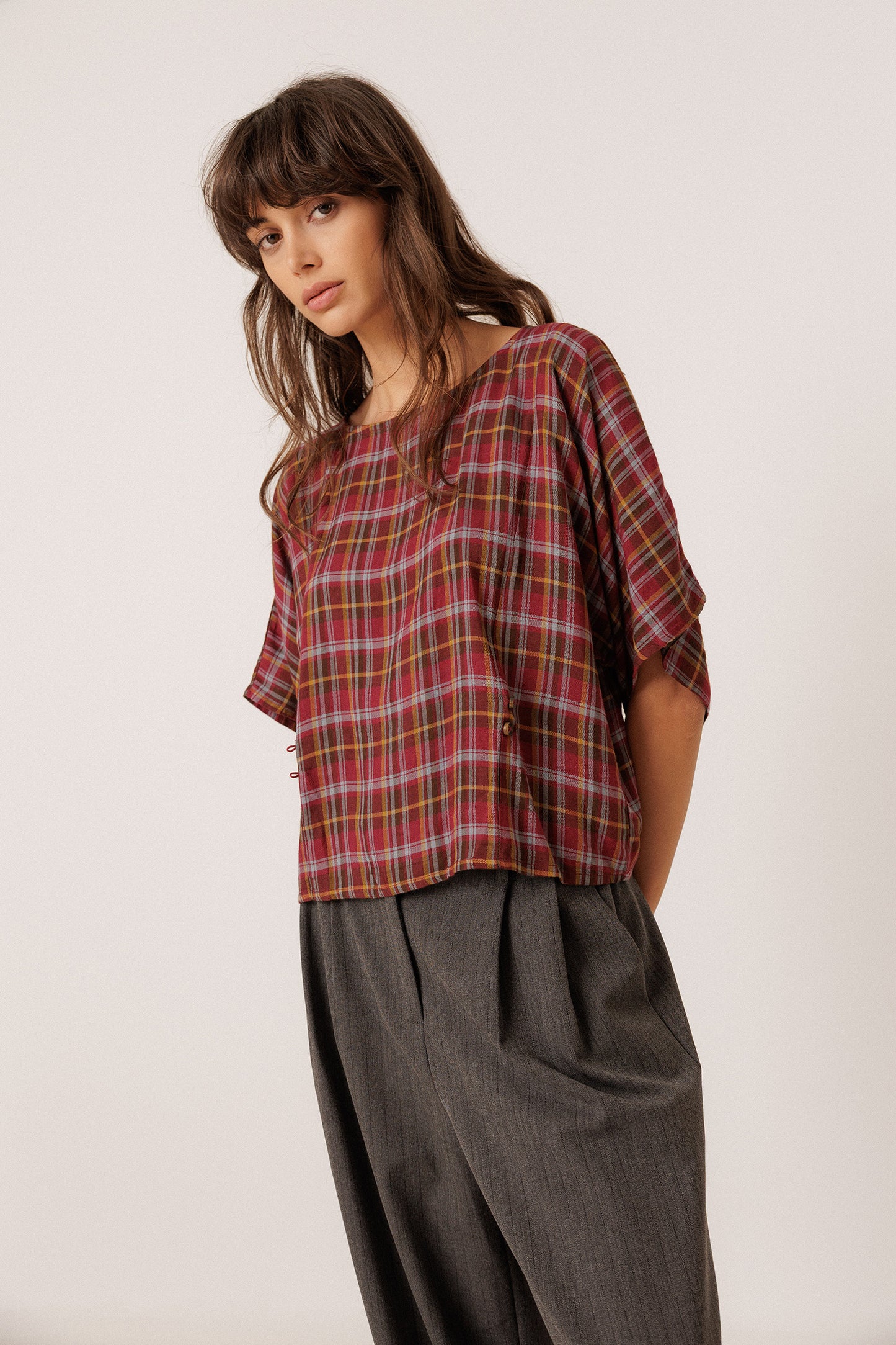 BLUSA CORTA CUADROS MULTICOLOR